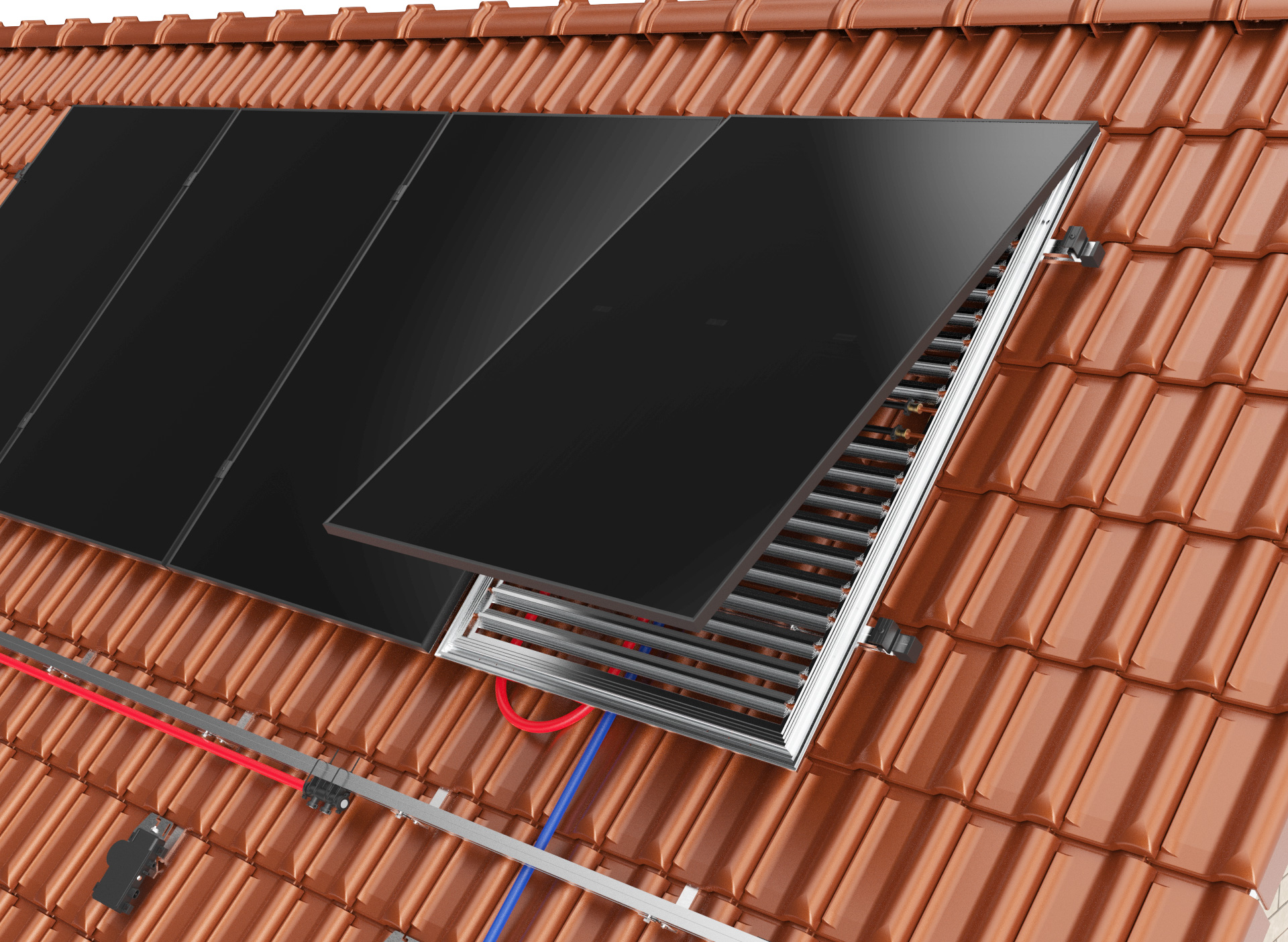 PVT-Module von GREENoneTEC auf dem Dach eines Wohnhauses